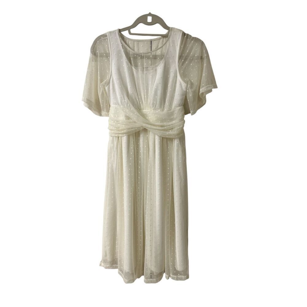 Kimonos cream Swiss dot lace party wedding dress small